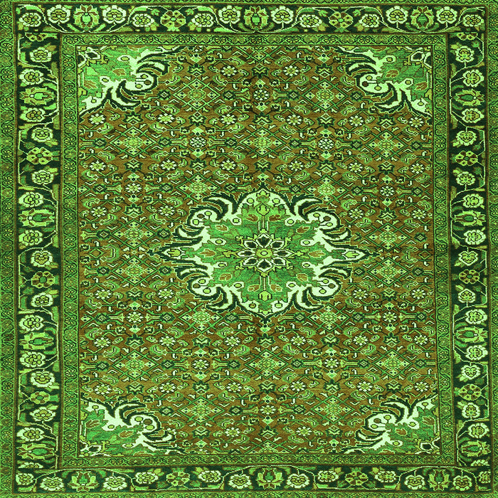 Round Machine Washable Persian Green Traditional Area Rugs, wshtr584grn