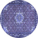 Round Machine Washable Persian Blue Traditional Rug, wshtr584blu