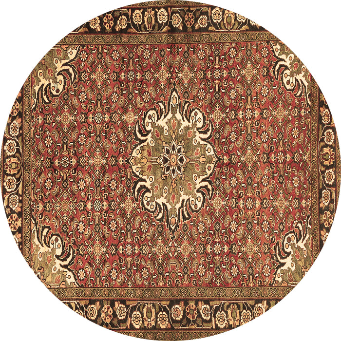 Round Machine Washable Persian Brown Traditional Rug, wshtr584brn