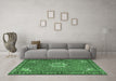 Machine Washable Persian Emerald Green Traditional Area Rugs in a Living Room,, wshtr584emgrn