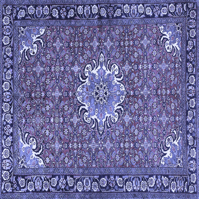 Square Machine Washable Persian Blue Traditional Rug, wshtr584blu