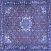 Square Machine Washable Persian Blue Traditional Rug, wshtr584blu