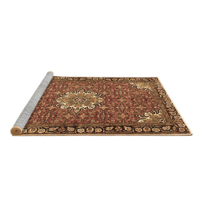 Sideview of Machine Washable Persian Brown Traditional Rug, wshtr584brn