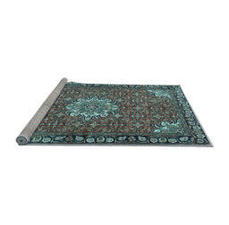 Sideview of Machine Washable Persian Light Blue Traditional Rug, wshtr584lblu