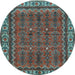 Round Machine Washable Persian Light Blue Traditional Rug, wshtr585lblu