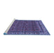 Sideview of Machine Washable Persian Blue Traditional Rug, wshtr585blu