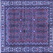 Square Machine Washable Persian Blue Traditional Rug, wshtr585blu