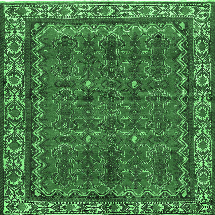 Square Persian Emerald Green Traditional Rug, tr585emgrn