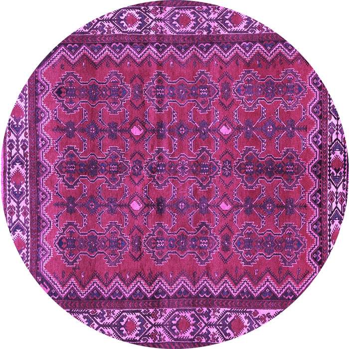 Round Persian Purple Traditional Rug, tr585pur