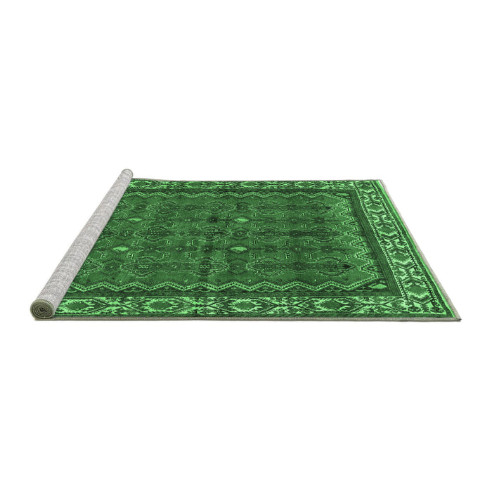 Sideview of Machine Washable Persian Emerald Green Traditional Area Rugs, wshtr585emgrn