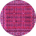 Round Machine Washable Persian Pink Traditional Rug, wshtr585pnk