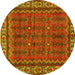 Round Persian Yellow Traditional Rug, tr585yw
