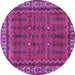 Round Machine Washable Persian Purple Traditional Area Rugs, wshtr585pur