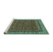 Sideview of Machine Washable Persian Turquoise Traditional Area Rugs, wshtr585turq