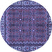 Round Machine Washable Persian Blue Traditional Rug, wshtr585blu