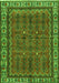 Serging Thickness of Machine Washable Persian Green Traditional Area Rugs, wshtr585grn