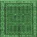 Square Machine Washable Persian Emerald Green Traditional Area Rugs, wshtr585emgrn