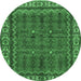 Round Machine Washable Persian Emerald Green Traditional Area Rugs, wshtr585emgrn