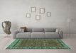 Machine Washable Persian Turquoise Traditional Area Rugs in a Living Room,, wshtr585turq