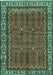 Machine Washable Persian Turquoise Traditional Area Rugs, wshtr585turq