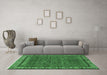 Machine Washable Persian Emerald Green Traditional Area Rugs in a Living Room,, wshtr585emgrn