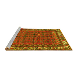 Sideview of Machine Washable Persian Yellow Traditional Rug, wshtr585yw