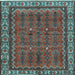 Square Machine Washable Persian Light Blue Traditional Rug, wshtr585lblu