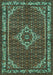 Machine Washable Medallion Turquoise Traditional Area Rugs, wshtr586turq