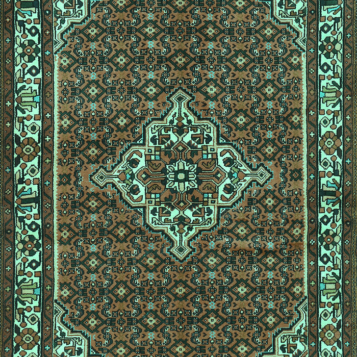 Machine Washable Medallion Turquoise Traditional Area Rugs, wshtr586turq