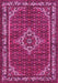 Machine Washable Medallion Pink Traditional Rug, wshtr586pnk