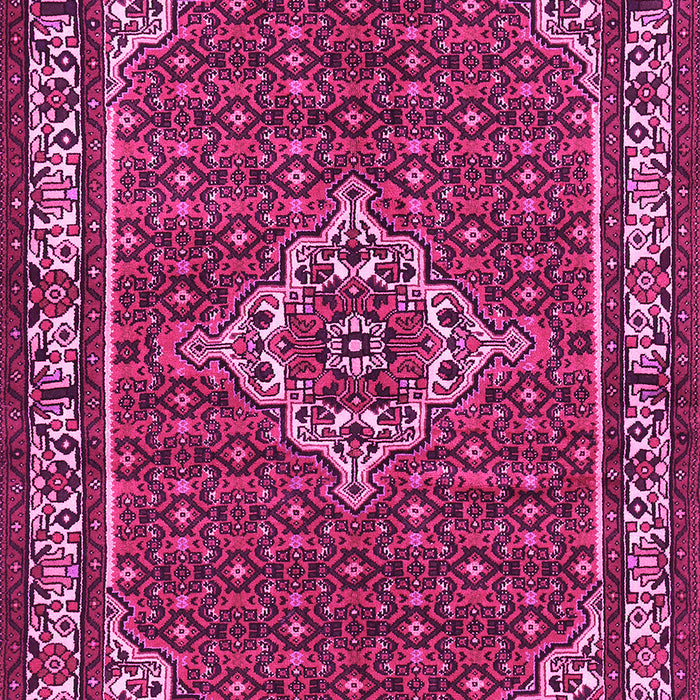Machine Washable Medallion Pink Traditional Rug, wshtr586pnk