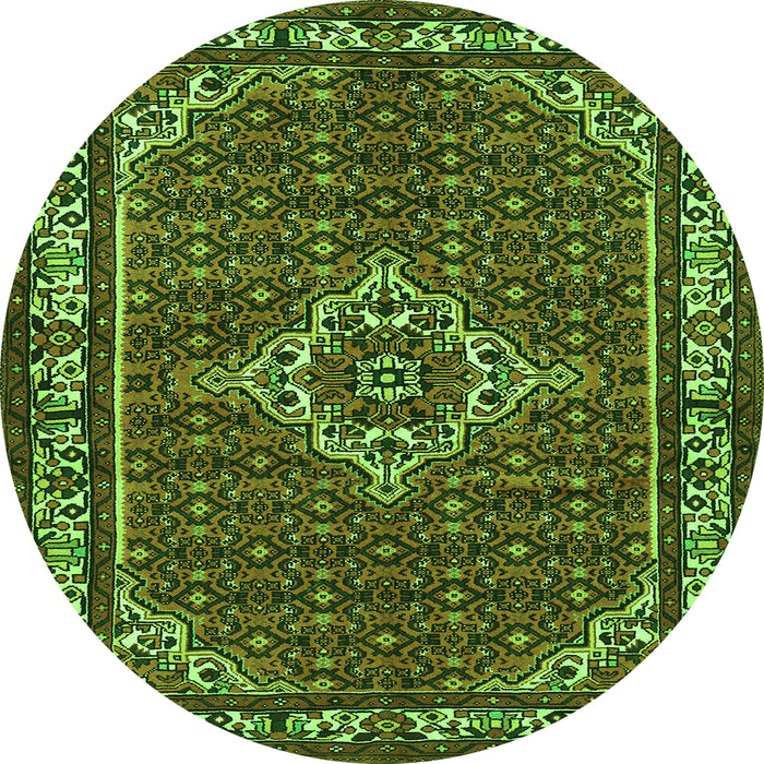 Machine Washable Medallion Green Traditional Area Rugs, wshtr586grn