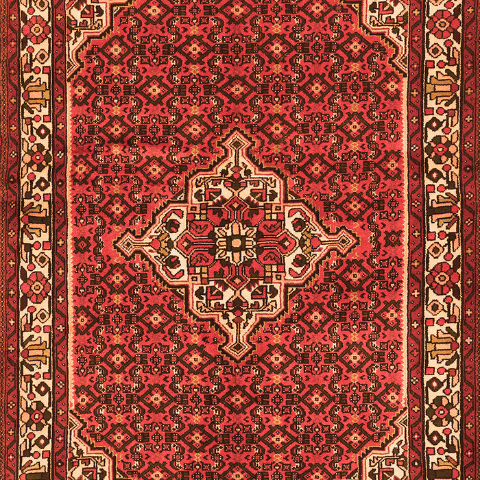 Serging Thickness of Machine Washable Medallion Orange Traditional Area Rugs, wshtr586org