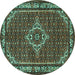 Round Medallion Turquoise Traditional Rug, tr586turq