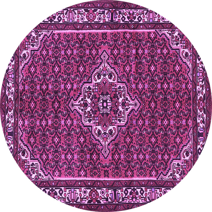 Round Machine Washable Medallion Purple Traditional Area Rugs, wshtr586pur