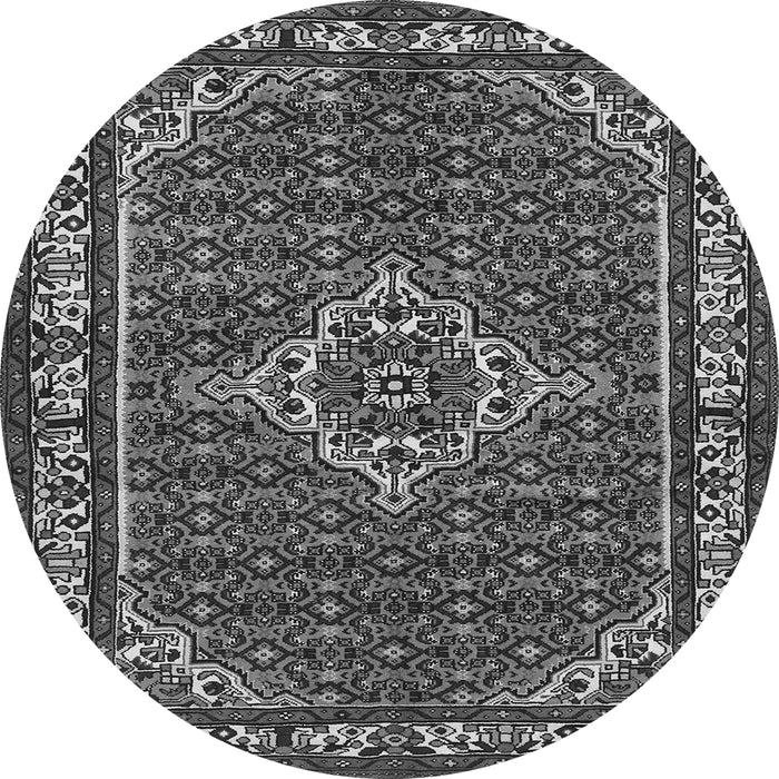 Machine Washable Medallion Gray Traditional Rug, wshtr586gry