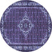 Round Machine Washable Medallion Blue Traditional Rug, wshtr586blu