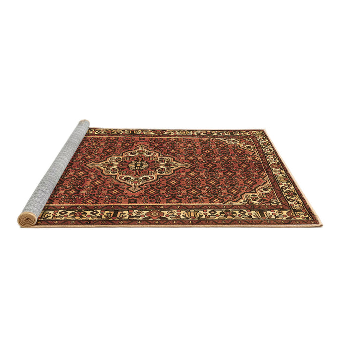 Sideview of Machine Washable Medallion Brown Traditional Rug, wshtr586brn
