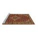 Sideview of Machine Washable Medallion Brown Traditional Rug, wshtr586brn