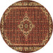 Round Machine Washable Medallion Brown Traditional Rug, wshtr586brn