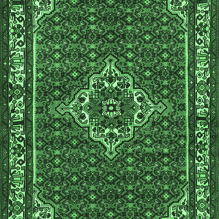 Machine Washable Medallion Emerald Green Traditional Area Rugs, wshtr586emgrn