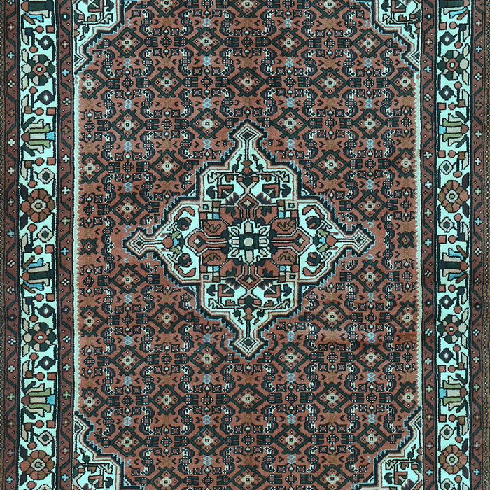 Machine Washable Medallion Light Blue Traditional Rug, wshtr586lblu