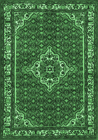 Medallion Emerald Green Traditional Rug, tr586emgrn