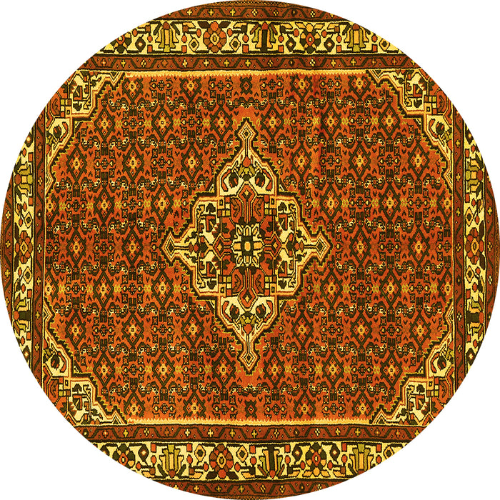 Round Medallion Yellow Traditional Rug, tr586yw
