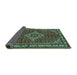 Sideview of Medallion Turquoise Traditional Rug, tr586turq