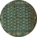 Round Persian Turquoise Traditional Rug, tr587turq