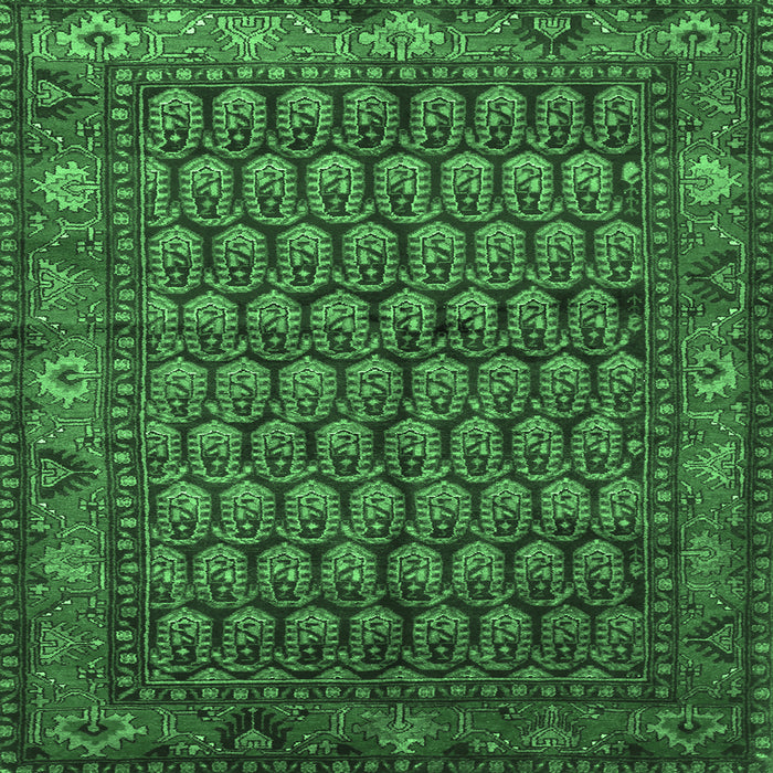 Square Machine Washable Persian Emerald Green Traditional Area Rugs, wshtr587emgrn