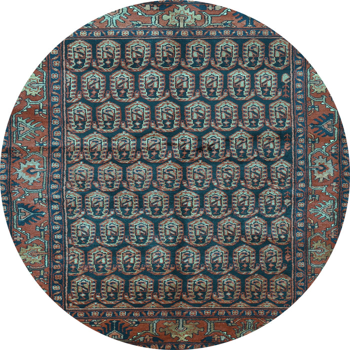 Round Machine Washable Persian Light Blue Traditional Rug, wshtr587lblu