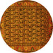 Round Persian Yellow Traditional Rug, tr587yw