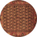 Round Machine Washable Persian Brown Traditional Rug, wshtr587brn